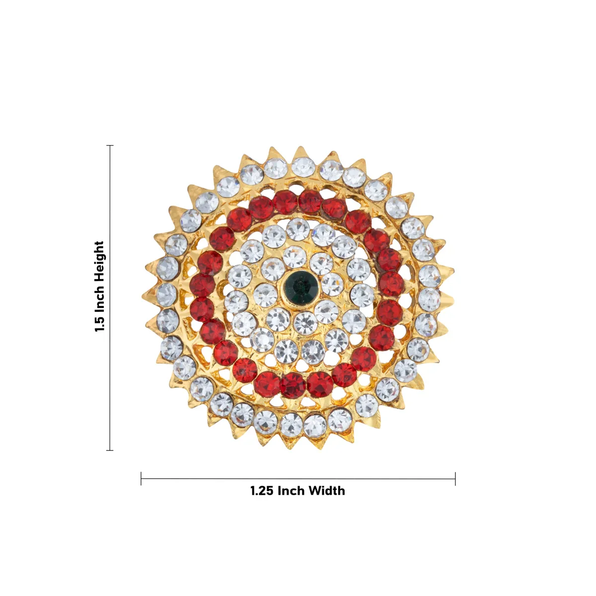 Sun & Moon Billai - 1.5 x 1.25 Inches | Multicolour Stone Jewellery/ Hair Accessories for Deity - Image 10