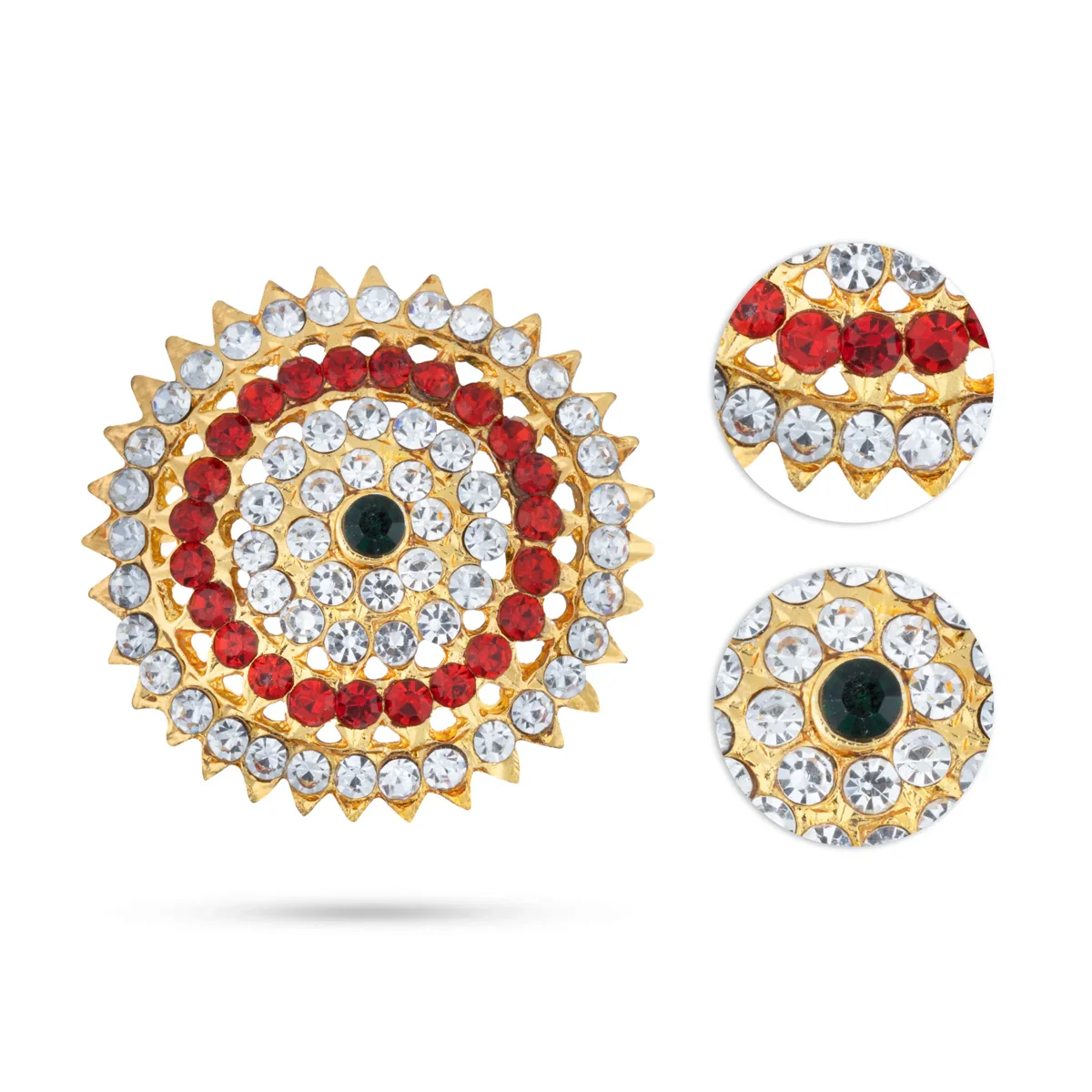 Sun & Moon Billai - 1.5 x 1.25 Inches | Multicolour Stone Jewellery/ Hair Accessories for Deity - Image 4