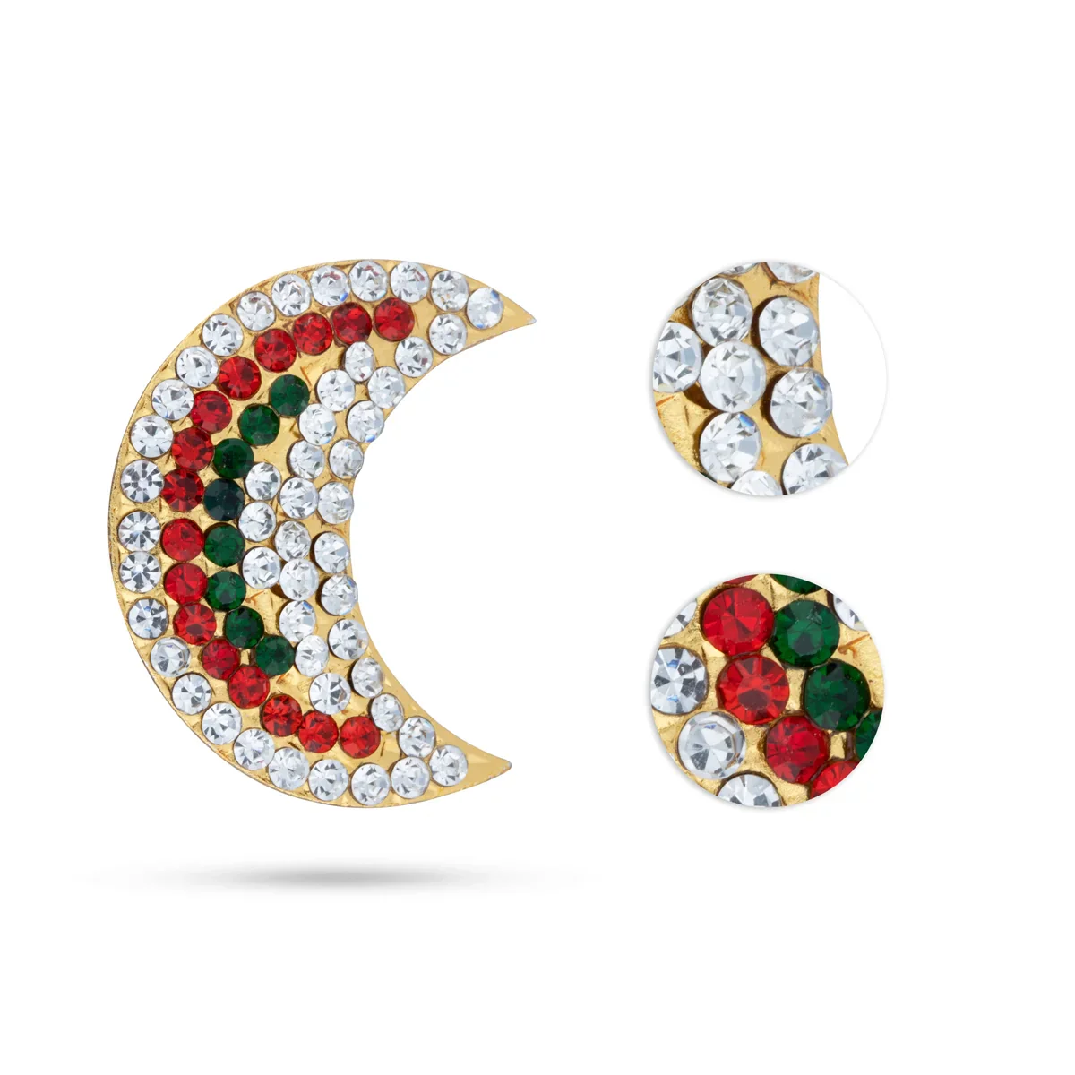 Sun & Moon Billai - 1.5 x 1.25 Inches | Multicolour Stone Jewellery/ Hair Accessories for Deity - Image 5