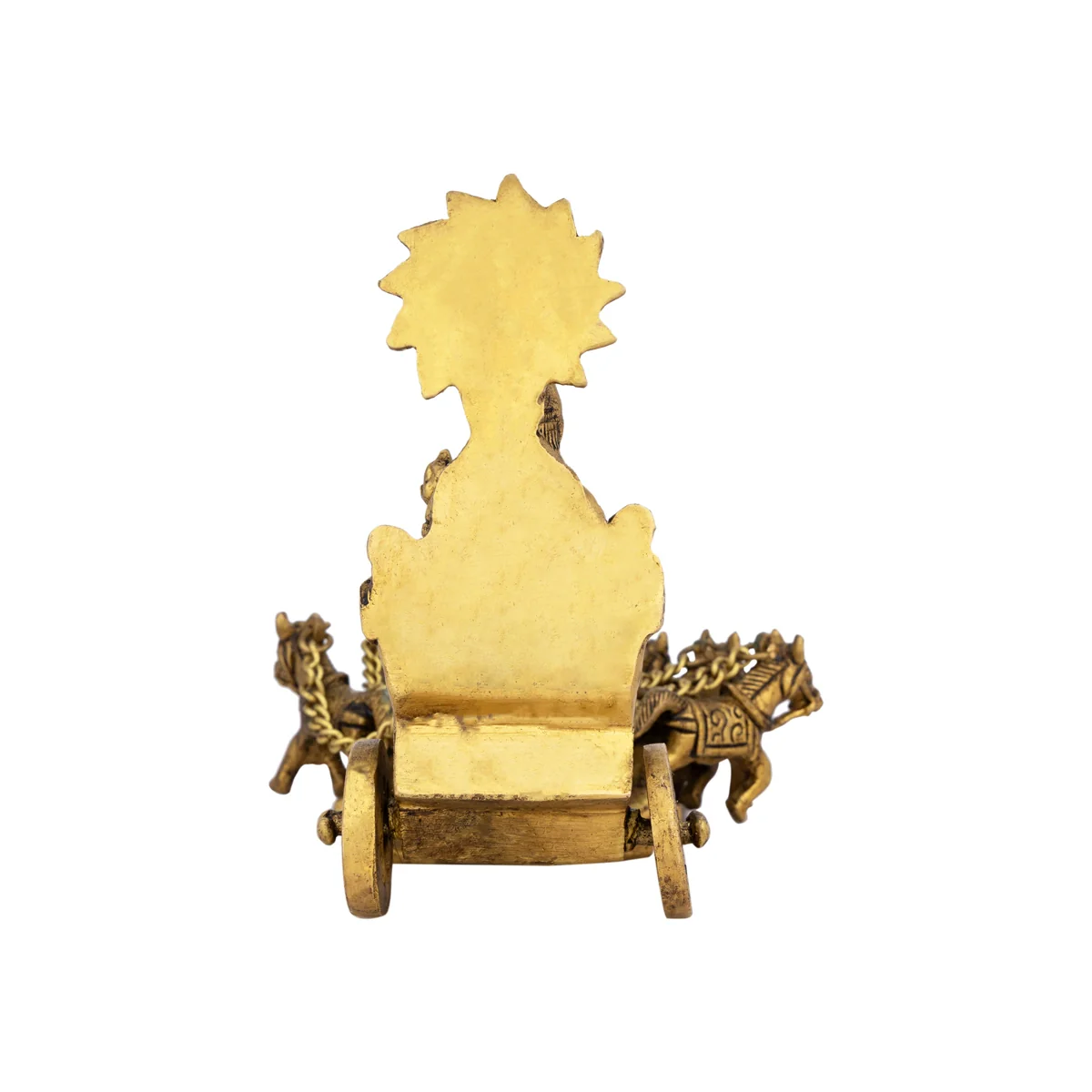 Surya Murti With Radham - 6 x 7 Inches | Sun God/ Antique Brass Idol for Pooja - Image 5