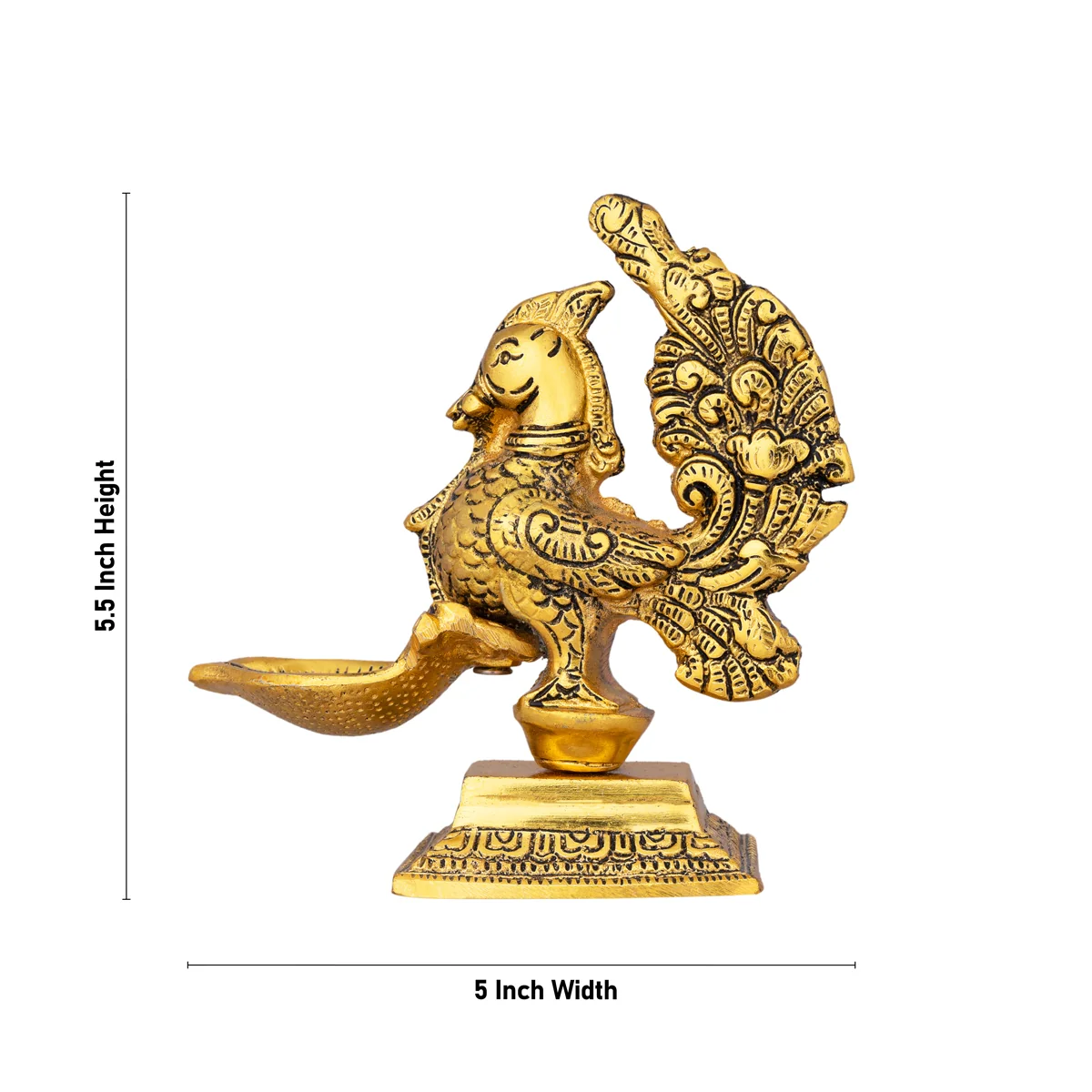 Swan Holding With Deepam - 5.5 x 5 Inches | Gold Polish Vilakku/ Aluminium Lamp for Pooja - Image 5