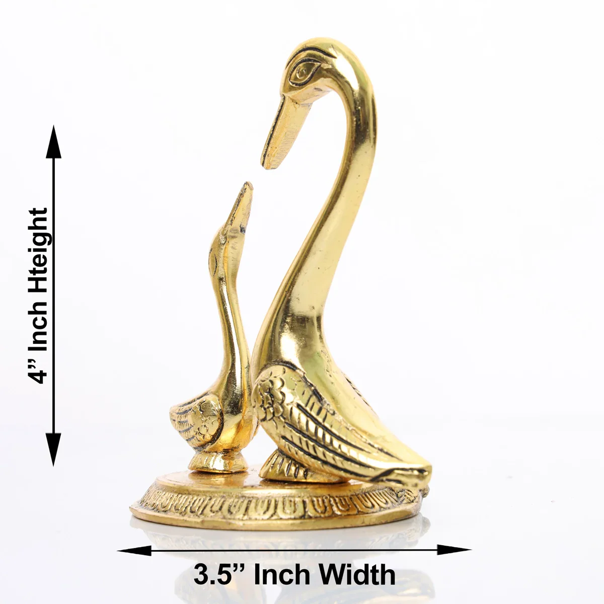 Swan Statue - 4 x 3.5 Inches | Gold Plated Statue/ Aluminium Swan Idol for Home/ 220 Gms Approx - Image 2