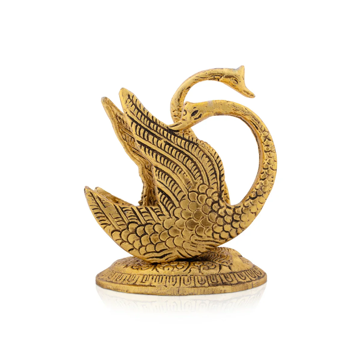 Swan Statue - 4 x 3 Inches | Aluminium Swan Sculpture/ Gold Polish Swan Idol for Home Decor/ 140 Gms Approx - Image 3