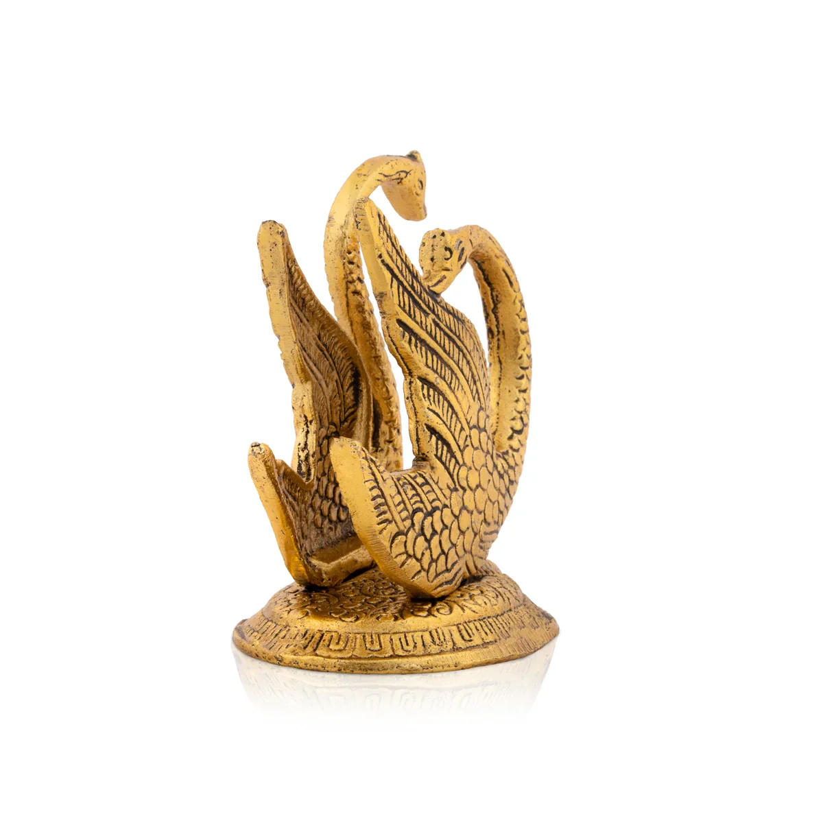Swan Statue - 4 x 3 Inches | Aluminium Swan Sculpture/ Gold Polish Swan Idol for Home Decor/ 140 Gms Approx - Image 4