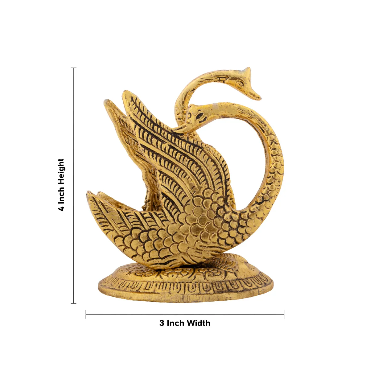 Swan Statue - 4 x 3 Inches | Aluminium Swan Sculpture/ Gold Polish Swan Idol for Home Decor/ 140 Gms Approx - Image 5