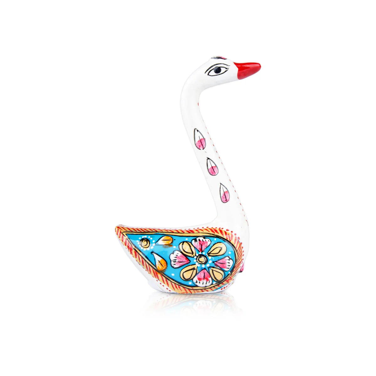 Swan Statue Pair - 3 x 2.5 Inches | Aluminium Murti/ Painted Swan Sculpture for Home Decor - Image 2