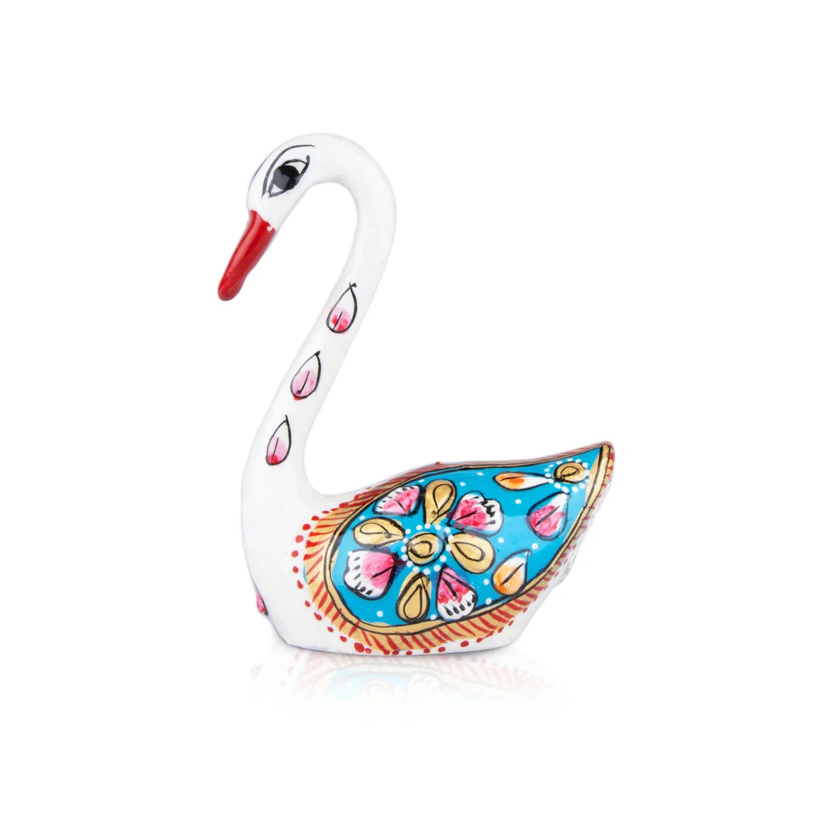 Swan Statue Pair - 3 x 2.5 Inches | Aluminium Murti/ Painted Swan Sculpture for Home Decor - Image 3