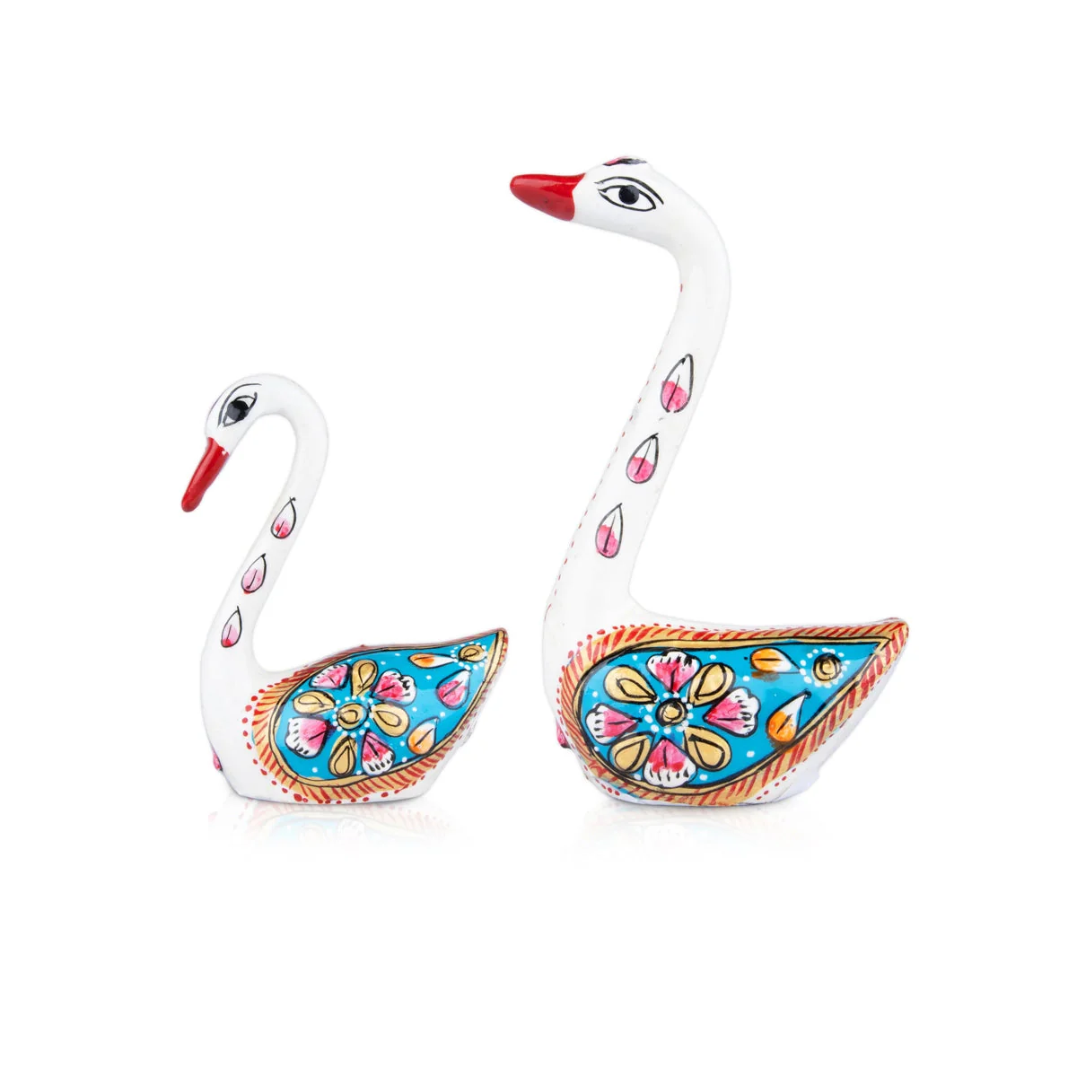Swan Statue Pair - 3 x 2.5 Inches | Aluminium Murti/ Painted Swan Sculpture for Home Decor - Image 5