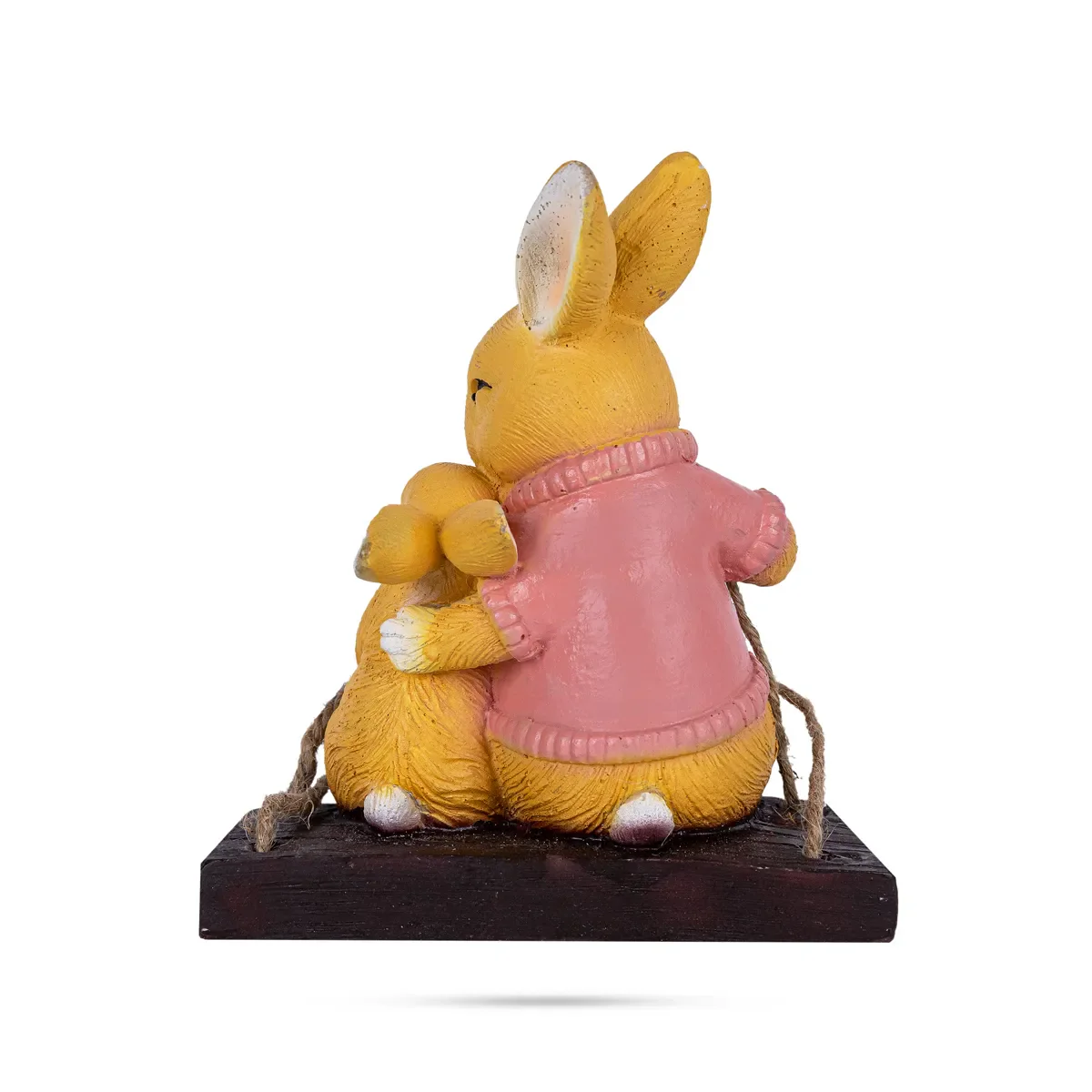 Swing Rabbit Figurine With Child Hanging- 7 X 5.5 Inch | Rabbit Sculpture/ Resin Rabbit Statue For Garden Decor - Image 6