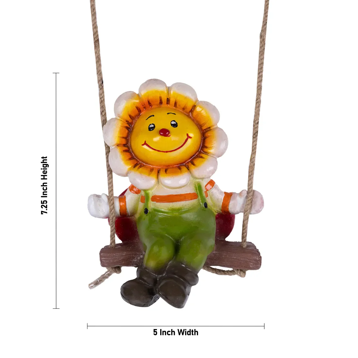 Swing Sun Flower Hanging With Rope- 7.25 X 5 Inches | Resin Home Decor/ Beautiful Wall Hanger For Garden Decor - Image 5