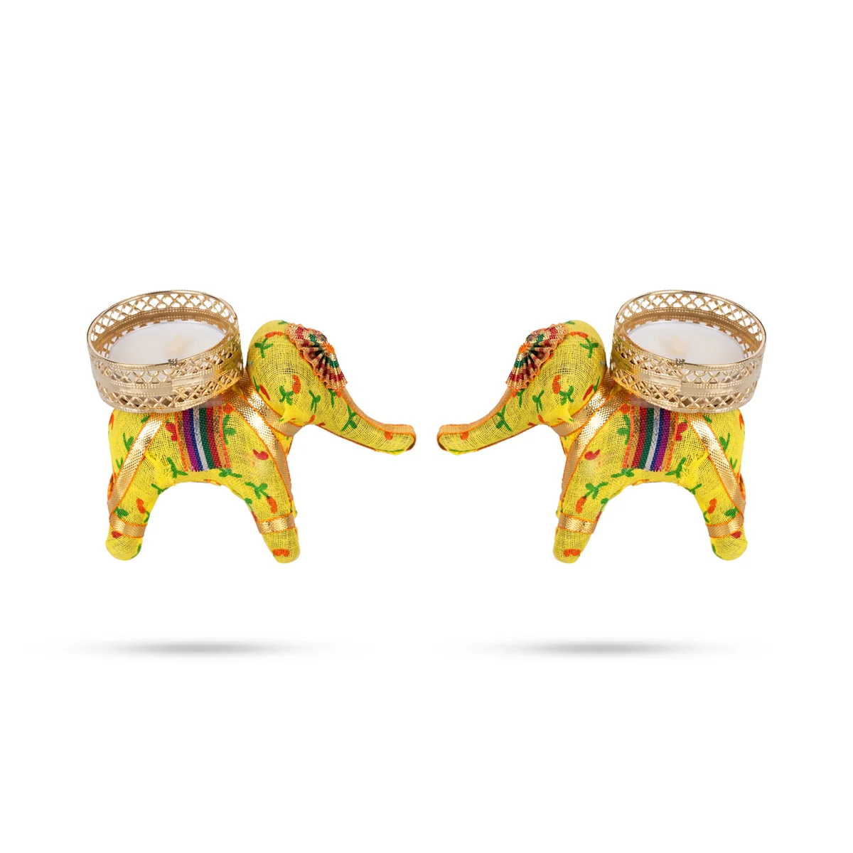 T Light Candle Pair - 3 x 3.5 Inches | 2 Pcs/ Elephant Design Tea Light Candle Holder/ Tea Light Lamp for Home - Image 3
