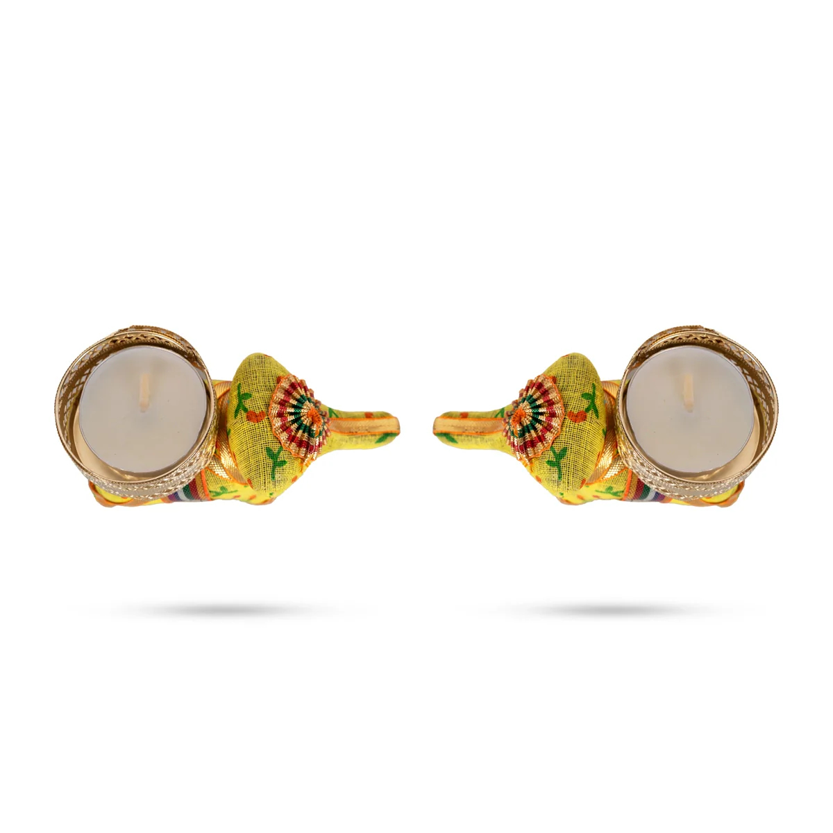 T Light Candle Pair - 3 x 3.5 Inches | 2 Pcs/ Elephant Design Tea Light Candle Holder/ Tea Light Lamp for Home - Image 4