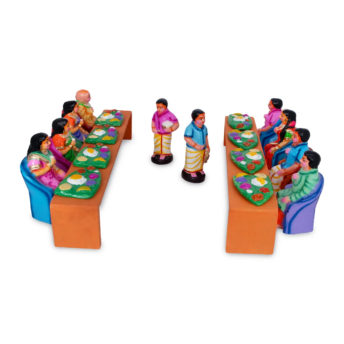 Table Sapadu Clay Golu Bommai Set - 6.5 x 2.5 Inches | Giri Golu Doll/ Navaratri Golu Bomma/Gombe/Bommai