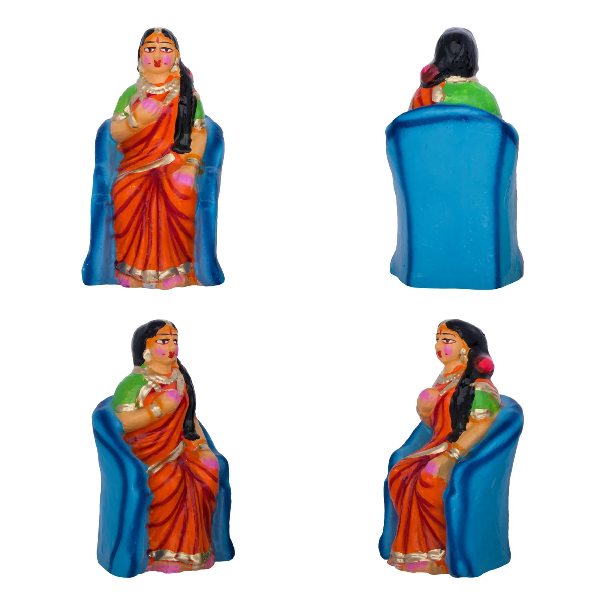 Table Sapadu Clay Golu Bommai Set - 6.5 x 2.5 Inches | Giri Golu Doll/ Navaratri Golu Bomma/Gombe/Bommai - Image 11