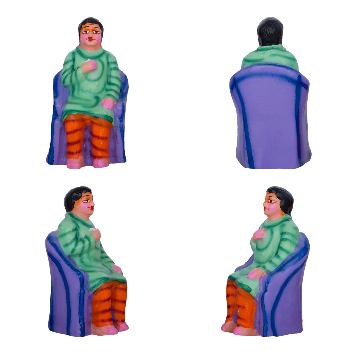 Table Sapadu Clay Golu Bommai Set - 6.5 x 2.5 Inches | Giri Golu Doll/ Navaratri Golu Bomma/Gombe/Bommai - Image 12