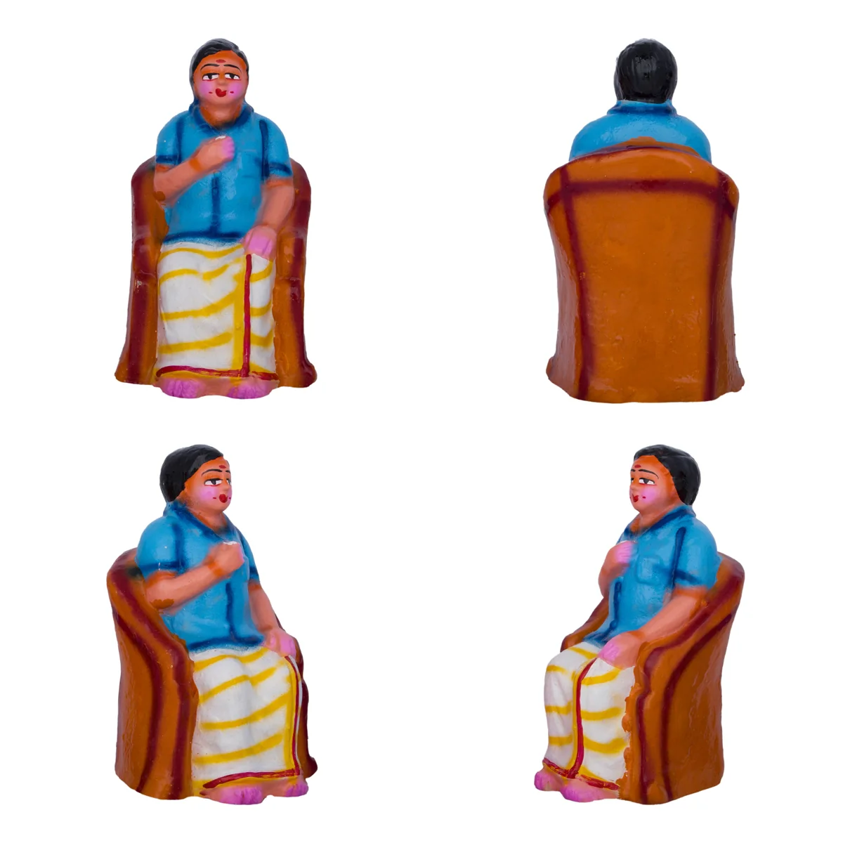 Table Sapadu Clay Golu Bommai Set - 6.5 x 2.5 Inches | Giri Golu Doll/ Navaratri Golu Bomma/Gombe/Bommai - Image 2