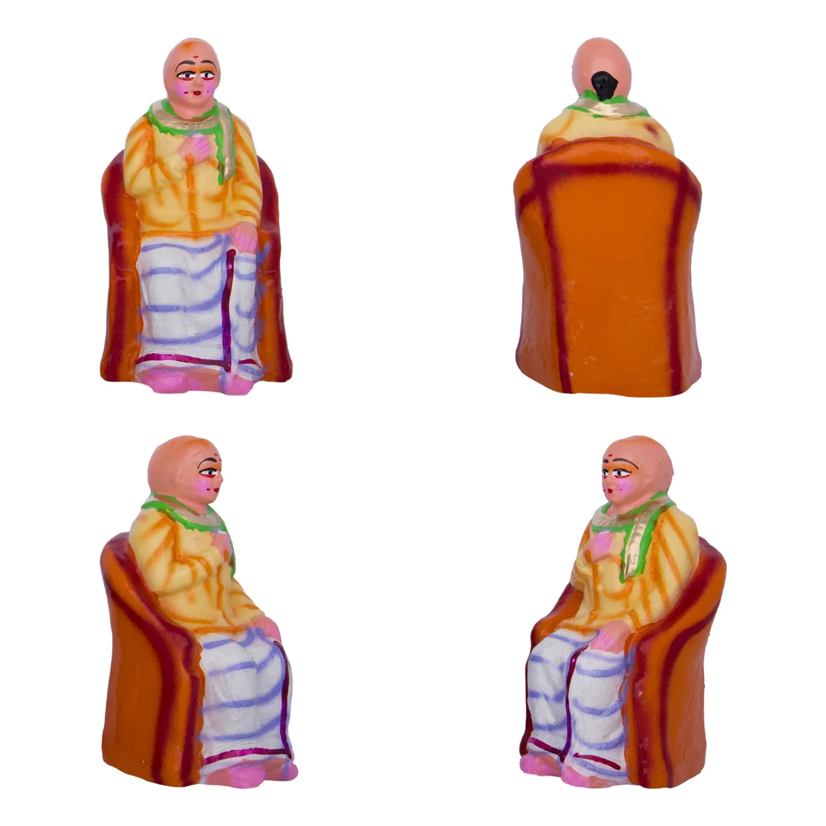 Table Sapadu Clay Golu Bommai Set - 6.5 x 2.5 Inches | Giri Golu Doll/ Navaratri Golu Bomma/Gombe/Bommai - Image 3