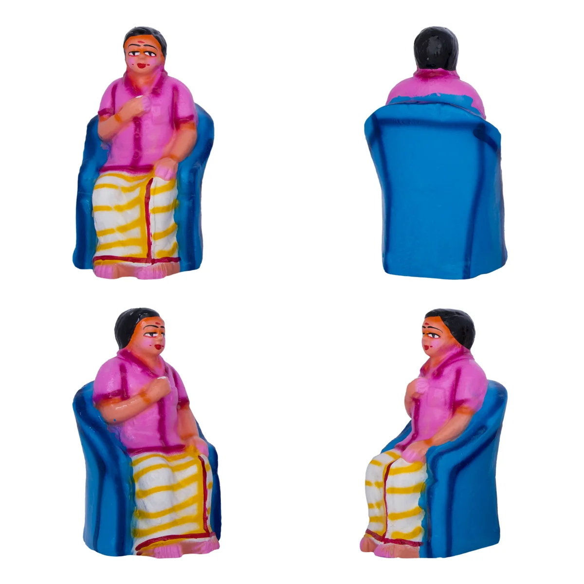Table Sapadu Clay Golu Bommai Set - 6.5 x 2.5 Inches | Giri Golu Doll/ Navaratri Golu Bomma/Gombe/Bommai - Image 4