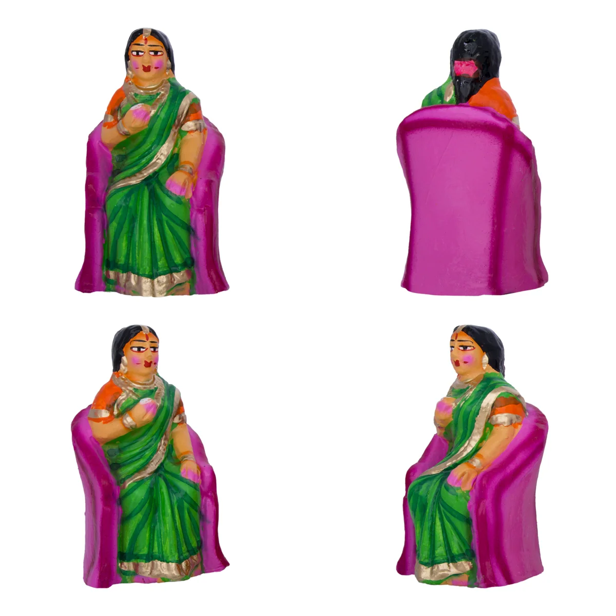 Table Sapadu Clay Golu Bommai Set - 6.5 x 2.5 Inches | Giri Golu Doll/ Navaratri Golu Bomma/Gombe/Bommai - Image 5