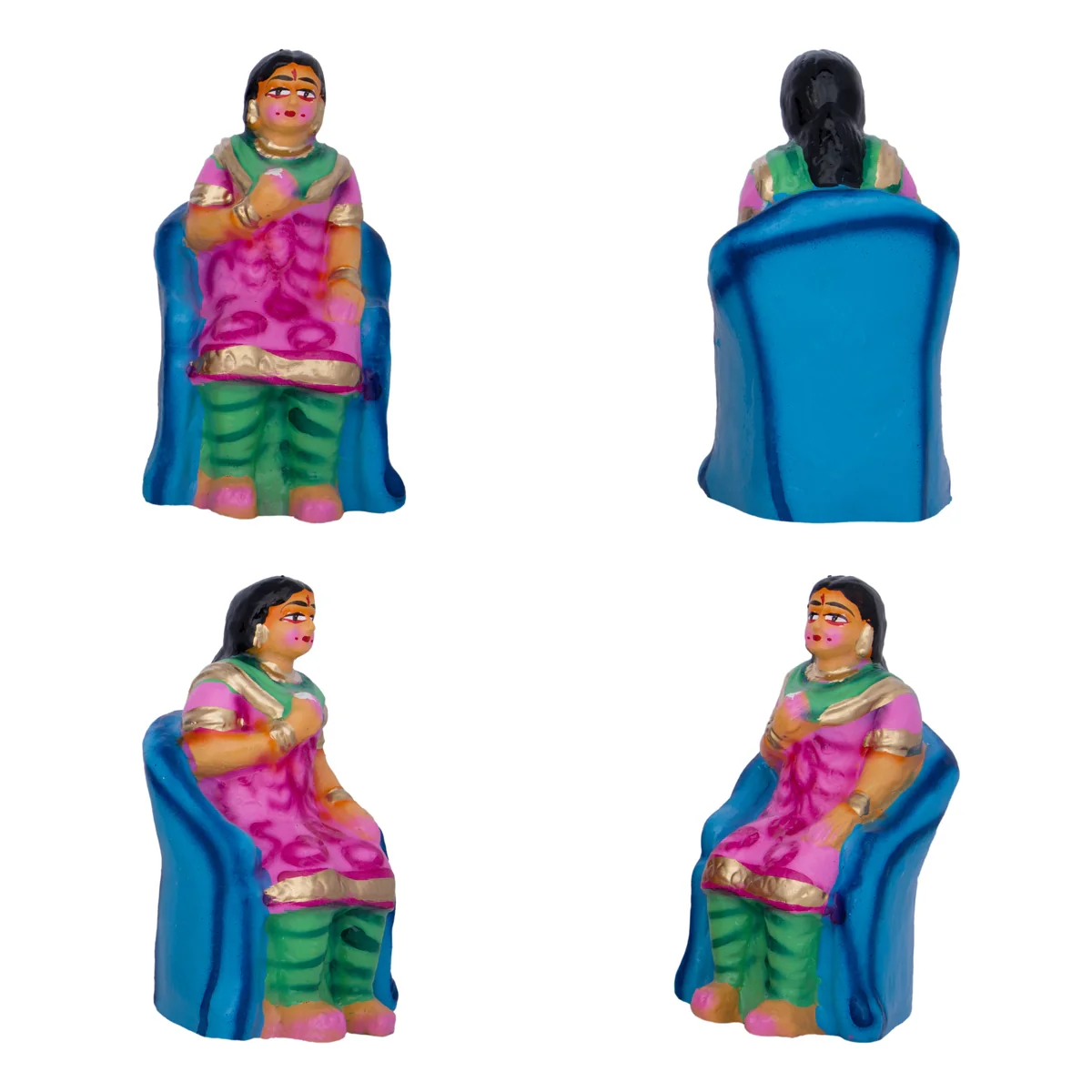 Table Sapadu Clay Golu Bommai Set - 6.5 x 2.5 Inches | Giri Golu Doll/ Navaratri Golu Bomma/Gombe/Bommai - Image 6