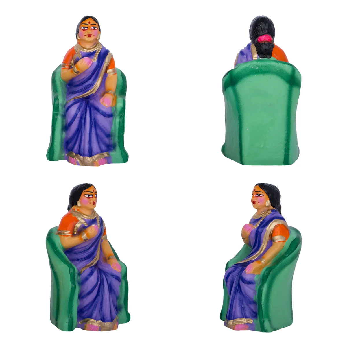 Table Sapadu Clay Golu Bommai Set - 6.5 x 2.5 Inches | Giri Golu Doll/ Navaratri Golu Bomma/Gombe/Bommai - Image 7