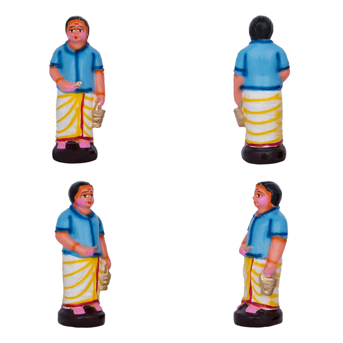 Table Sapadu Clay Golu Bommai Set - 6.5 x 2.5 Inches | Giri Golu Doll/ Navaratri Golu Bomma/Gombe/Bommai - Image 9