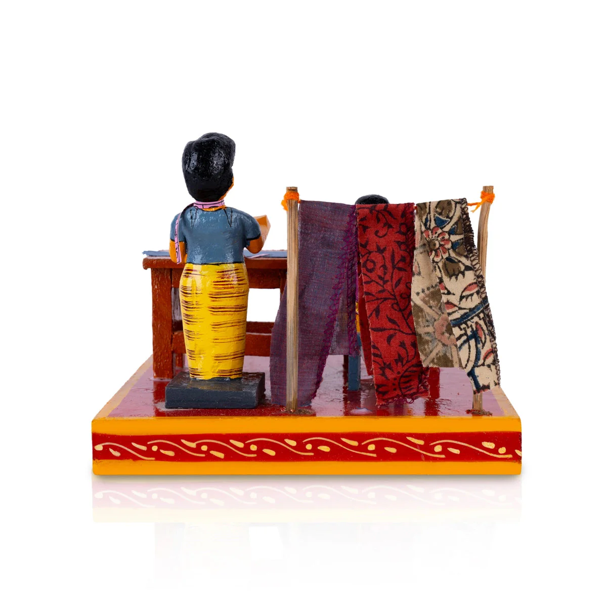 Tailor Shop Kondapalli Toy - 5.75 X 7.25 Inches | Handmade Showpiece/ Wooden Statue For Home Decor & Gifting - Image 5