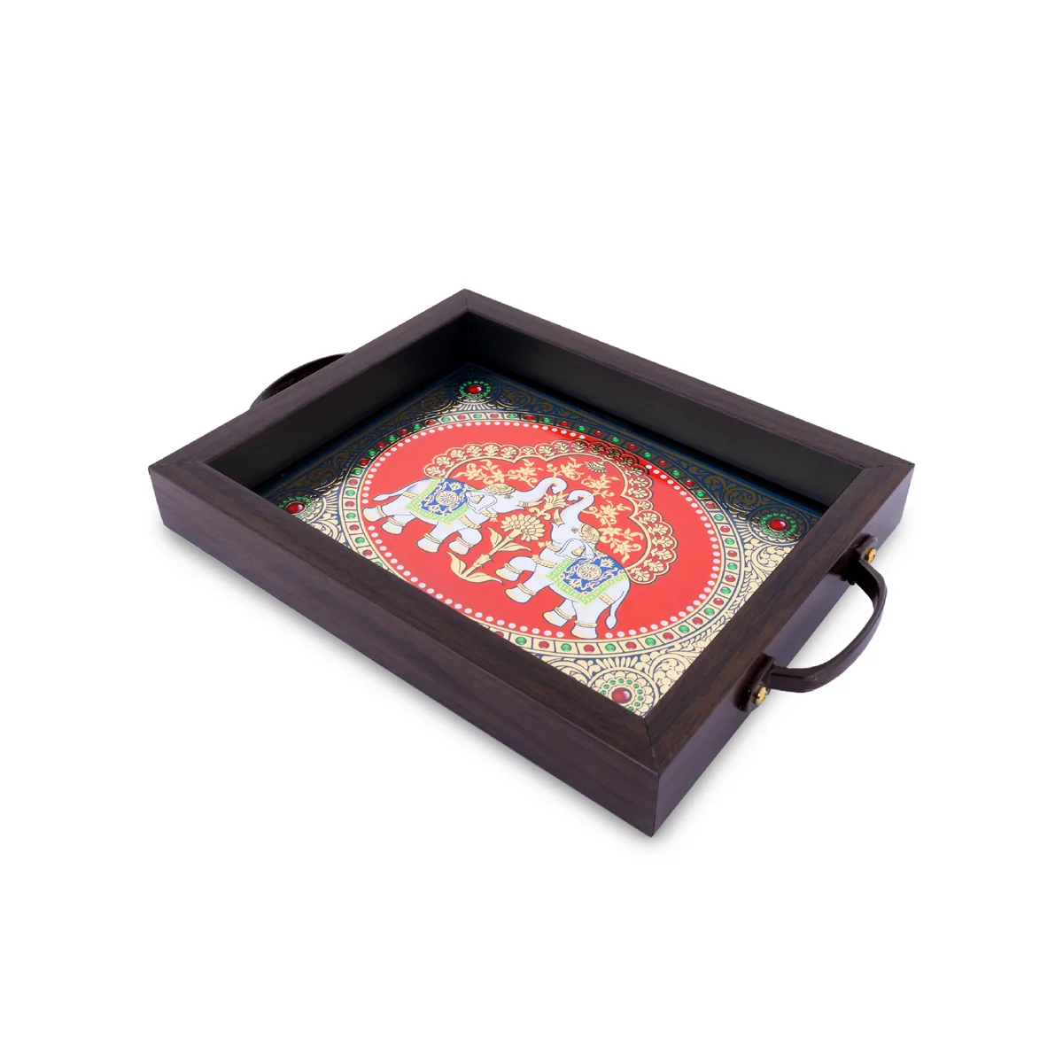 Tanjore Glass Painting Tray-1.25 X 9 X 7 Inches | Thanjavur Decorative Plate/Wooden Tray For Home/Assorted Design - Image 8
