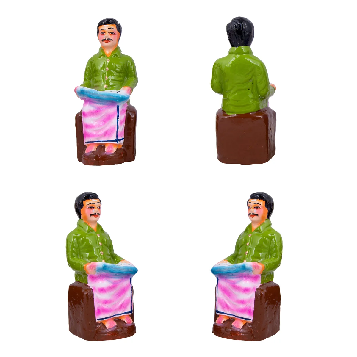 Tea Shop Clay Golu Bommai Set - 7 x 2.5 Inches | Giri Golu Doll/ Navaratri Golu Bomma/Gombe/Bommai - Image 4