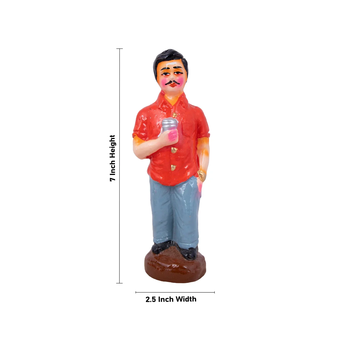 Tea Shop Clay Golu Bommai Set - 7 x 2.5 Inches | Giri Golu Doll/ Navaratri Golu Bomma/Gombe/Bommai - Image 7