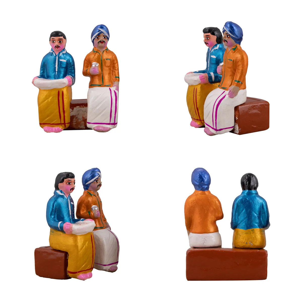 Tea Shop Clay Golu Bommai Set - 7 x 3 Inches | Giri Golu Doll/ Navaratri Golu Bomma/Gombe/Bommai - Image 3