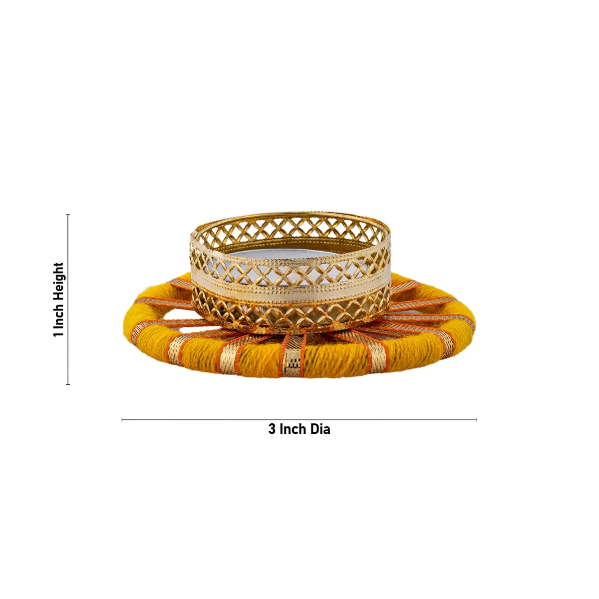 Tealight Candle Holder Pair - 2 Pcs | 1 x 3 Inches/ Gota Patti Flower Design Tea Light Holder for Home Decor - Image 3