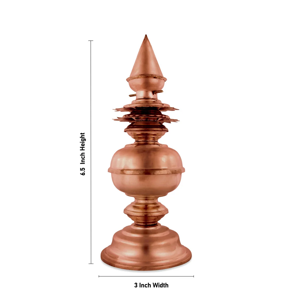 Temple Kalash - 6.5 x 3 Inches | Temple Top Kalash/ Copper Temple Gopura Kalasam - Image 3