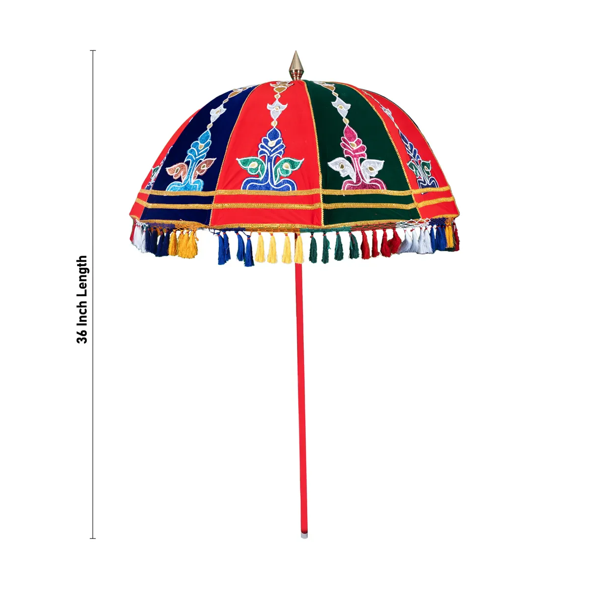 Temple Umbrella - 36 Inches | Velvet Utsava Umbrella / Traditional Festival Umbrella - Image 4
