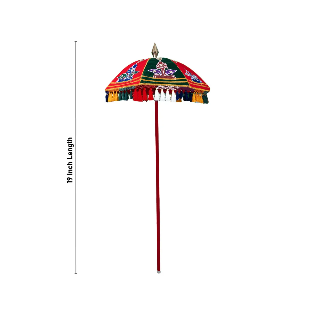Temple Umbrella With Pirambu - 14 x 10 Inches | Velvet Utsava Umbrella/ Traditional Umbrella for Festival Use - Image 4