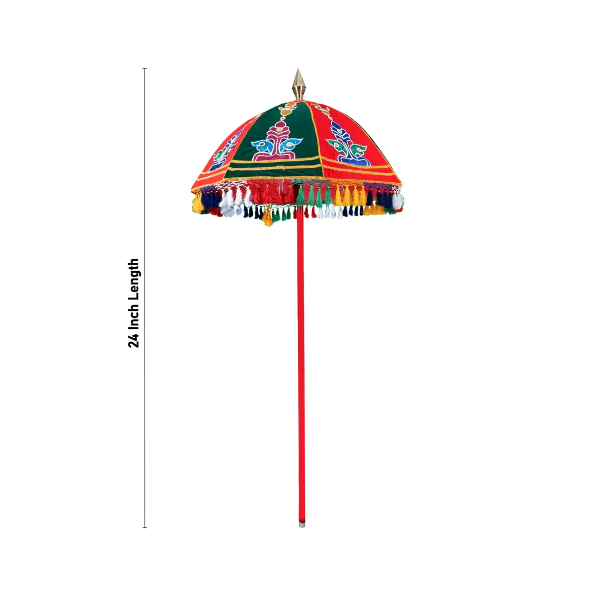 Temple Umbrella With Pirambu Stick - 24 Inches | Velvet Utsava Umbrella/ Decorative Umbrella for Festival - Image 2