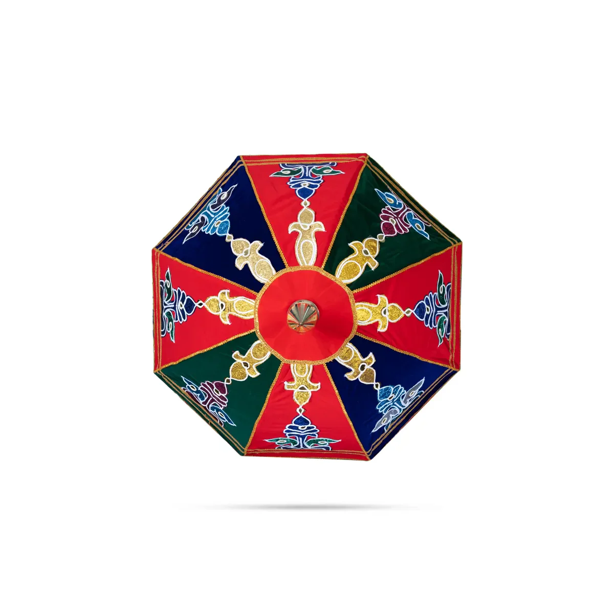 Temple Umbrella With Pirambu Stick - 24 Inches | Velvet Utsava Umbrella/ Decorative Umbrella for Festival - Image 3