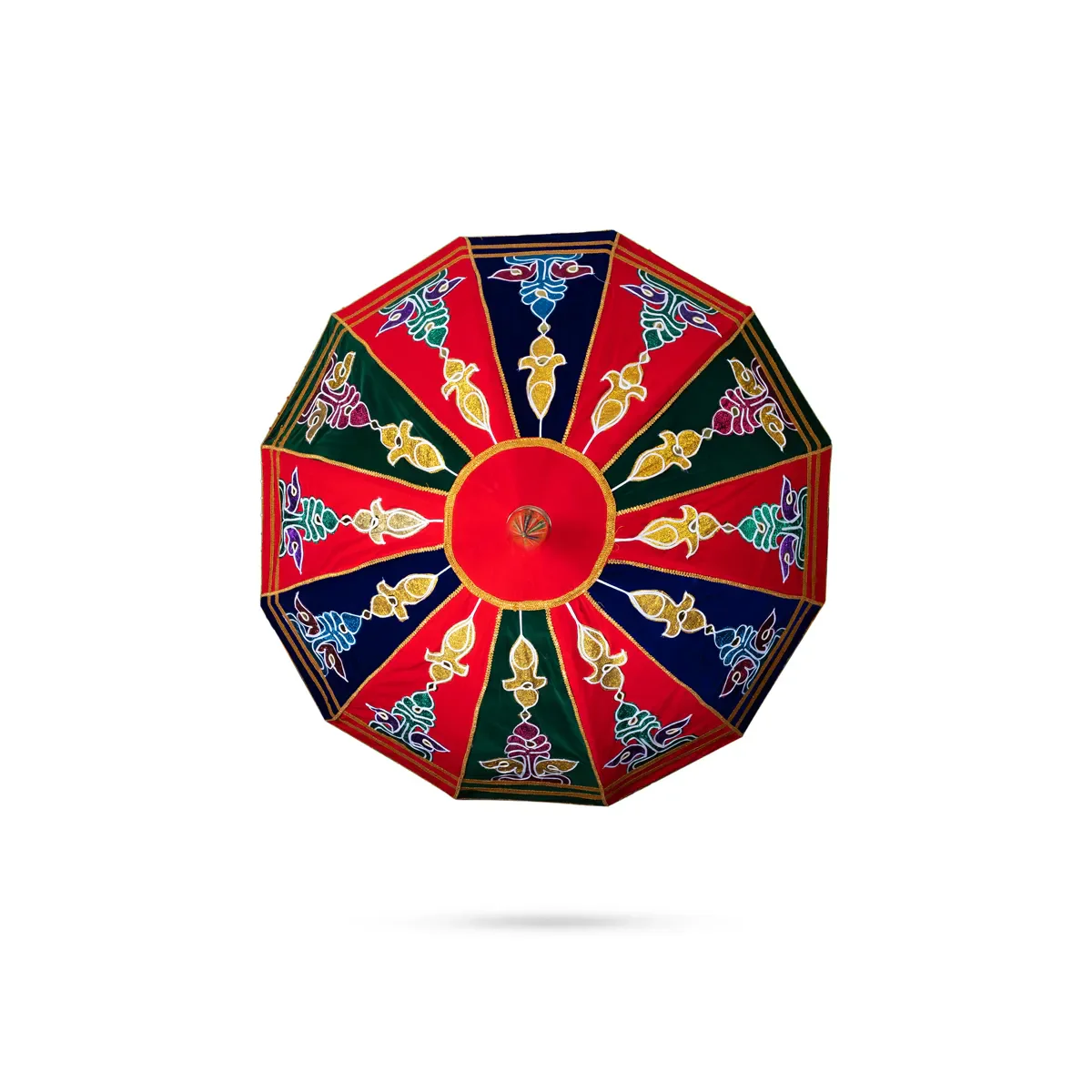 Temple Umbrella With Pirambu Stick - 30 Inches | Velvet Utsava Umbrella/ Decorative Umbrella for Festival - Image 2