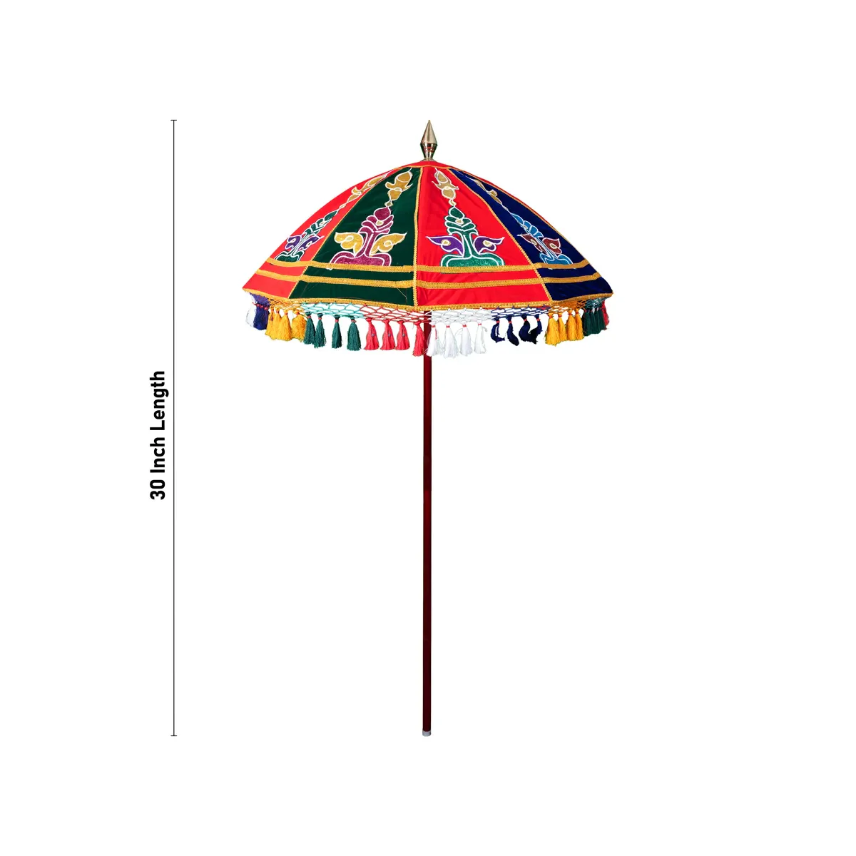Temple Umbrella With Pirambu Stick - 30 Inches | Velvet Utsava Umbrella/ Decorative Umbrella for Festival - Image 5