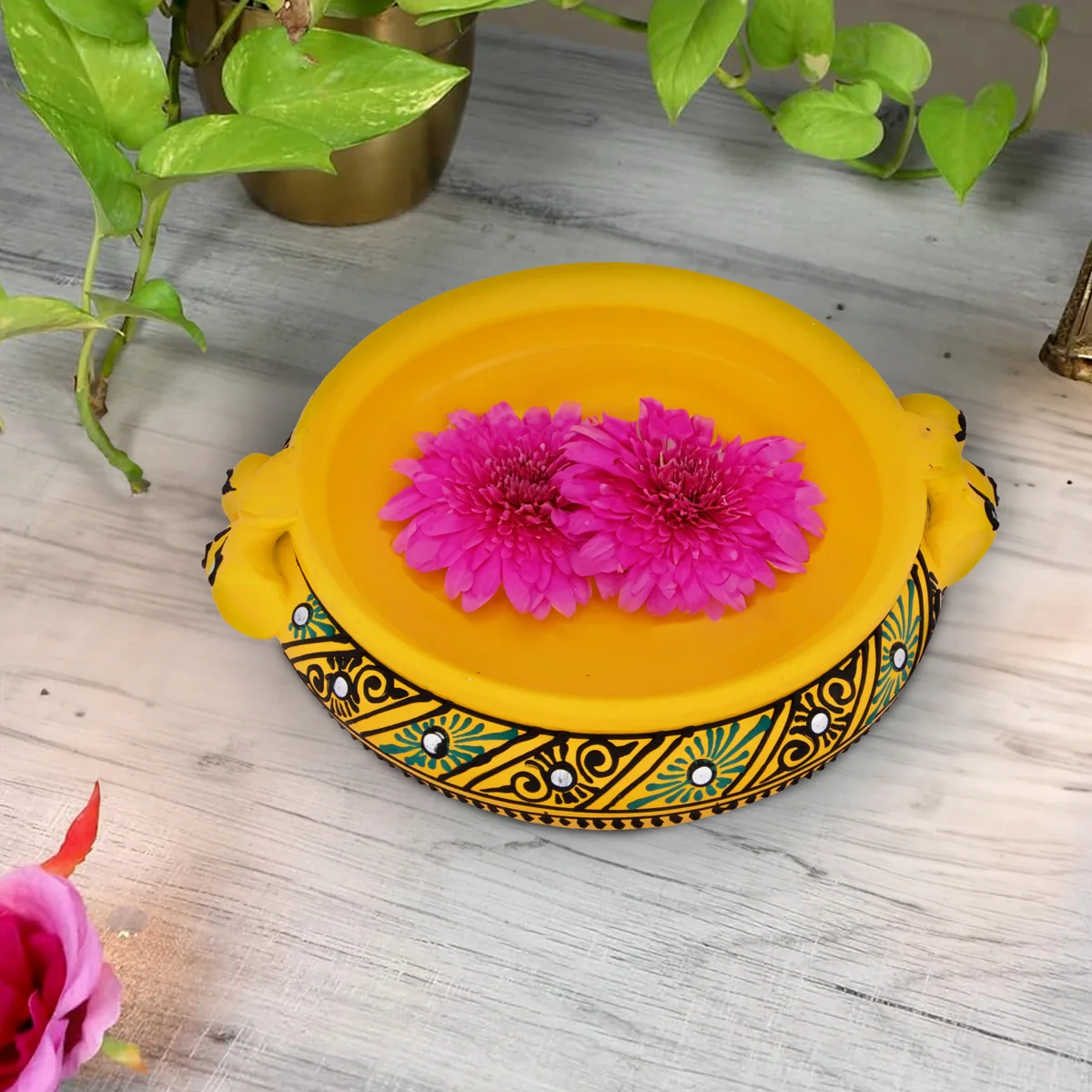 Terracotta Uruli - 3 x 7 Inches | Clay Urli/ Flower Pot for Home Decor