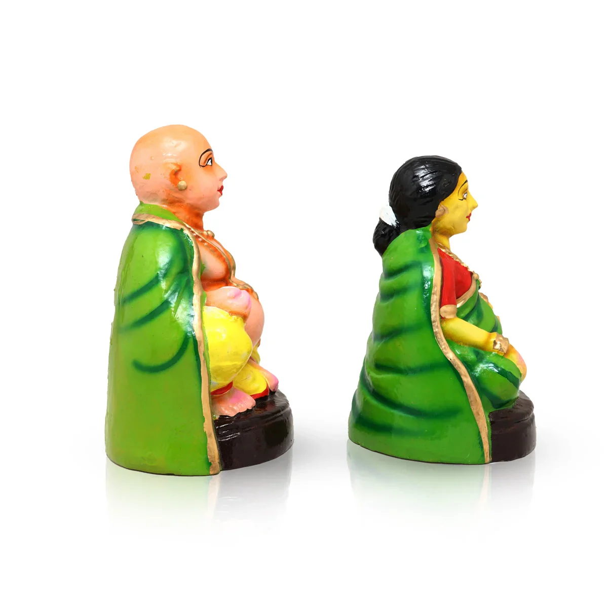 Thatha Paati Clay Golu Bommai Pair - 10 Inches | Giri Golu Doll/ Navaratri Golu Bomma/Gombe/Bommai - Image 2