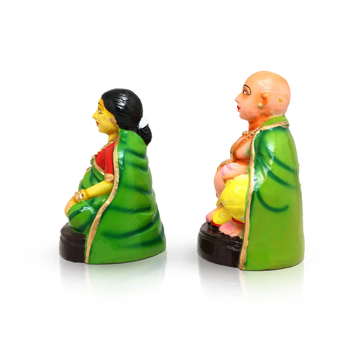 Thatha Paati Clay Golu Bommai Pair - 10 Inches | Giri Golu Doll/ Navaratri Golu Bomma/Gombe/Bommai - Image 3