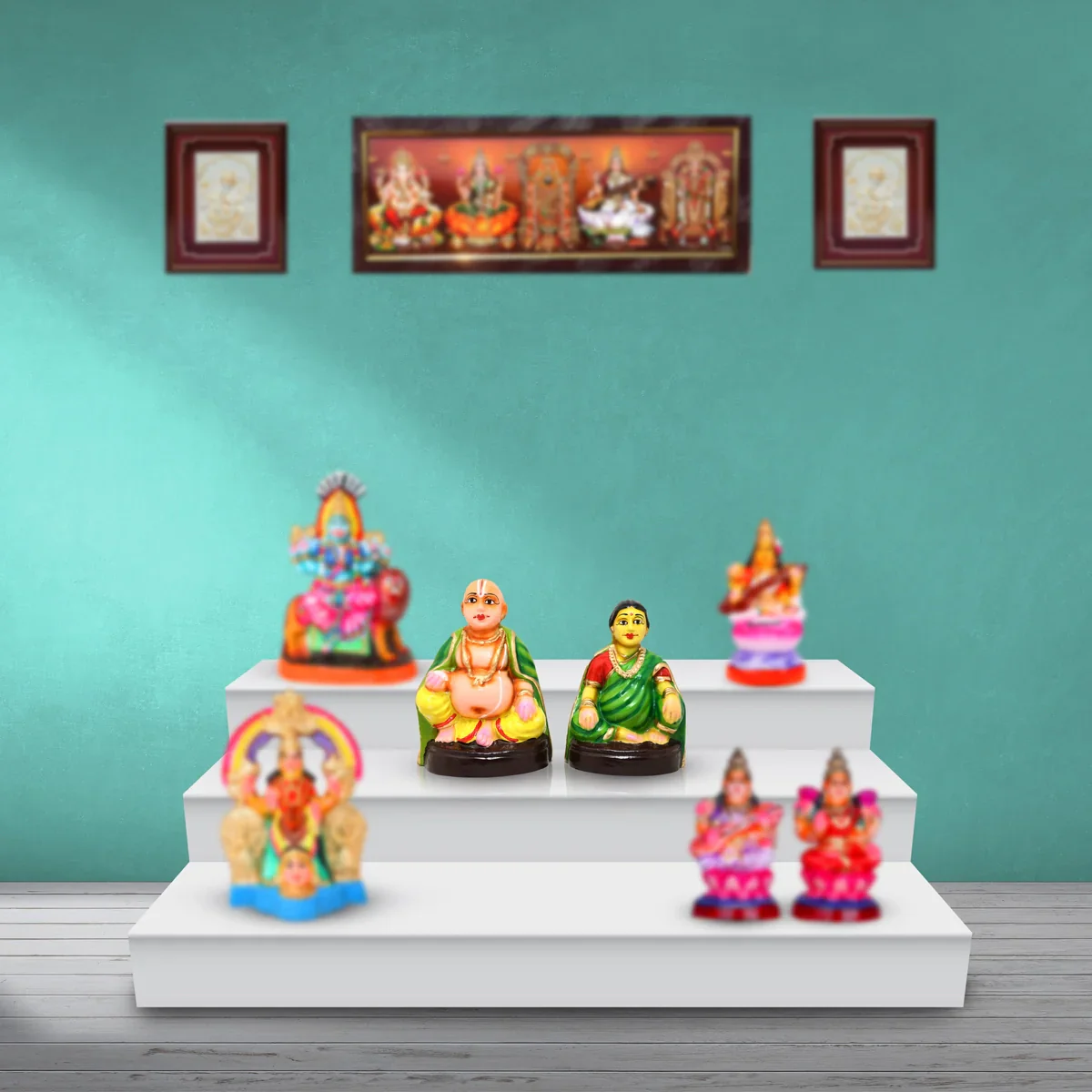 Thatha Paati Clay Golu Bommai Pair - 10 Inches | Giri Golu Doll/ Navaratri Golu Bomma/Gombe/Bommai - Image 6
