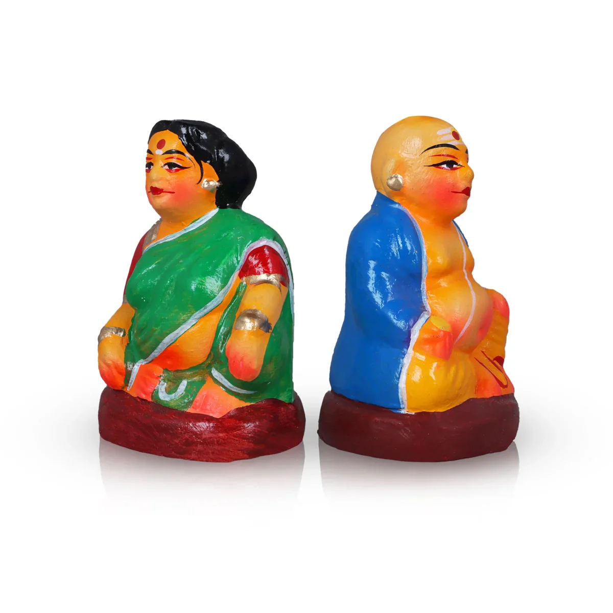 Thatha Paati Pair - 4 Inches | Giri Golu Statue/ Clay Statue/ Chettiyar Chettichi/ Navarathri Doll - Image 2