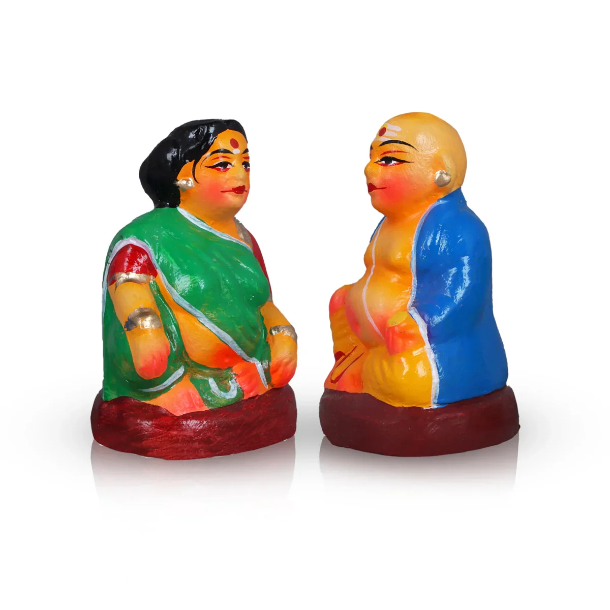 Thatha Paati Pair - 4 Inches | Giri Golu Statue/ Clay Statue/ Chettiyar Chettichi/ Navarathri Doll - Image 3