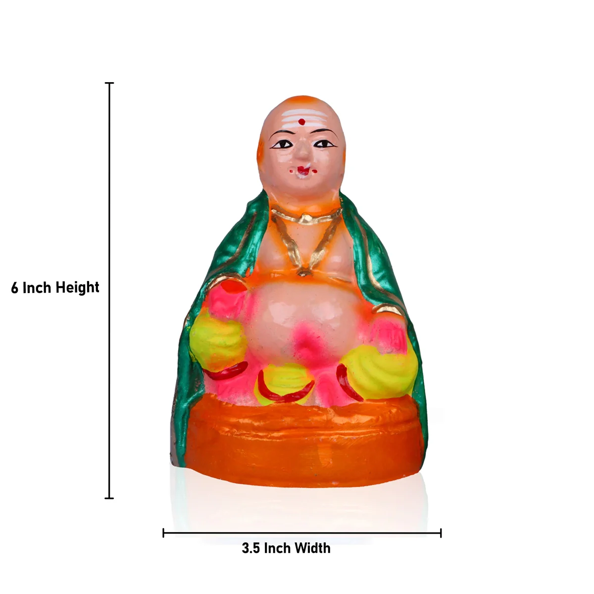 Thatha Patti Clay Golu Bommai Pair - 6 x 3.5 Inches | Giri Golu Doll/ Navaratri Golu Bomma/Gombe/Bommai - Image 3