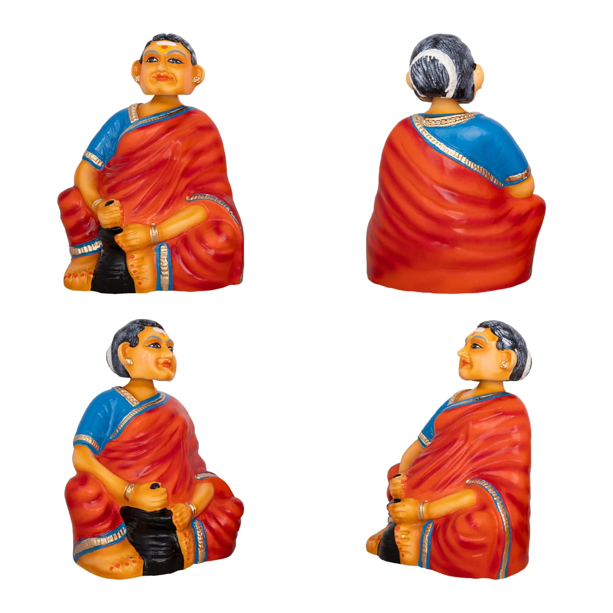 Thatha Patti Paper Mache Golu Bommai Pair - 11 X 9 Inches | Giri Golu Doll/ Navaratri Gombe/ Navratri Decor - Image 2