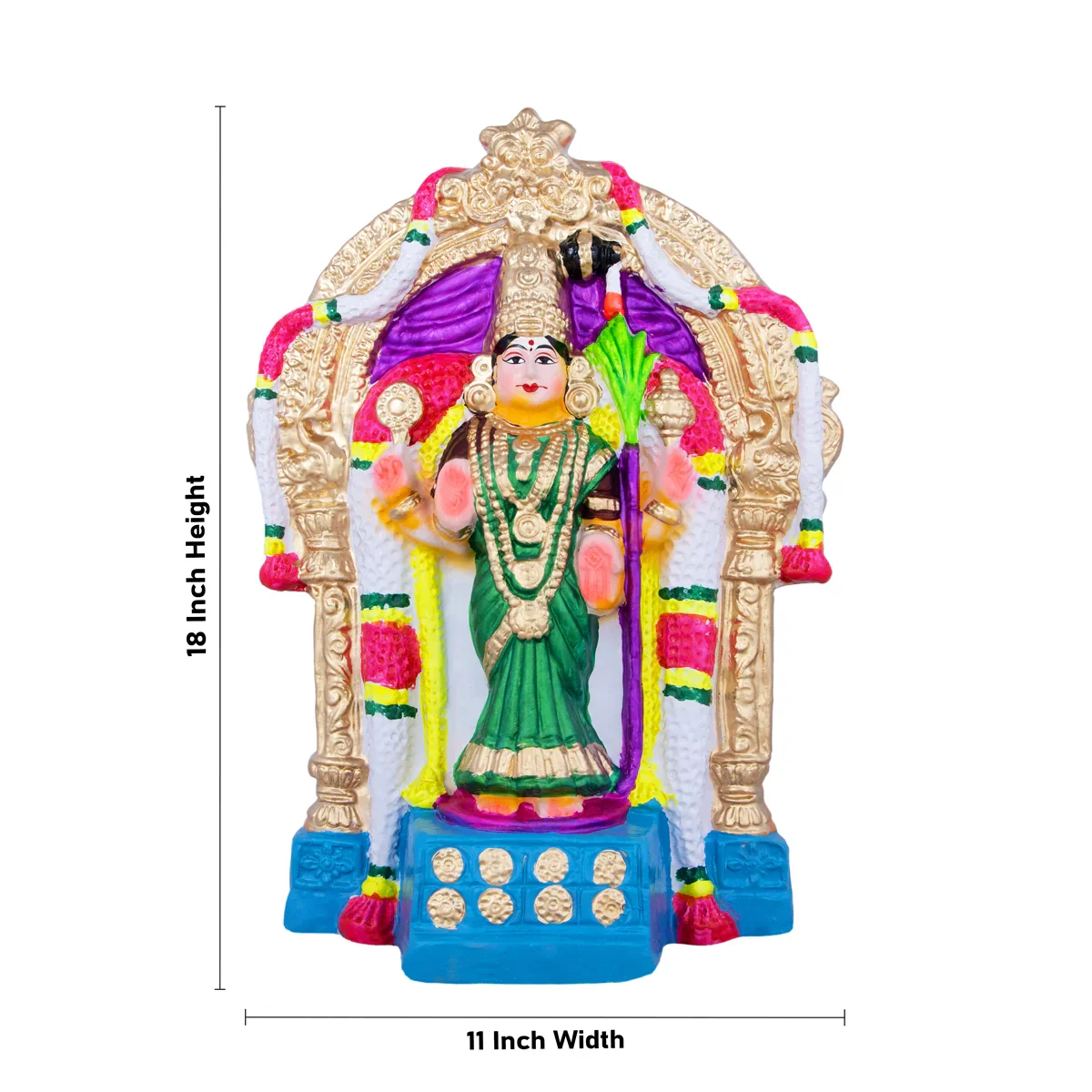 Thirukadaiyur Abirami Clay Golu Bommai - 18 x 11 Inches | Giri Golu Doll/ Navaratri Golu Bomma/Gombe/Bommai - Image 6