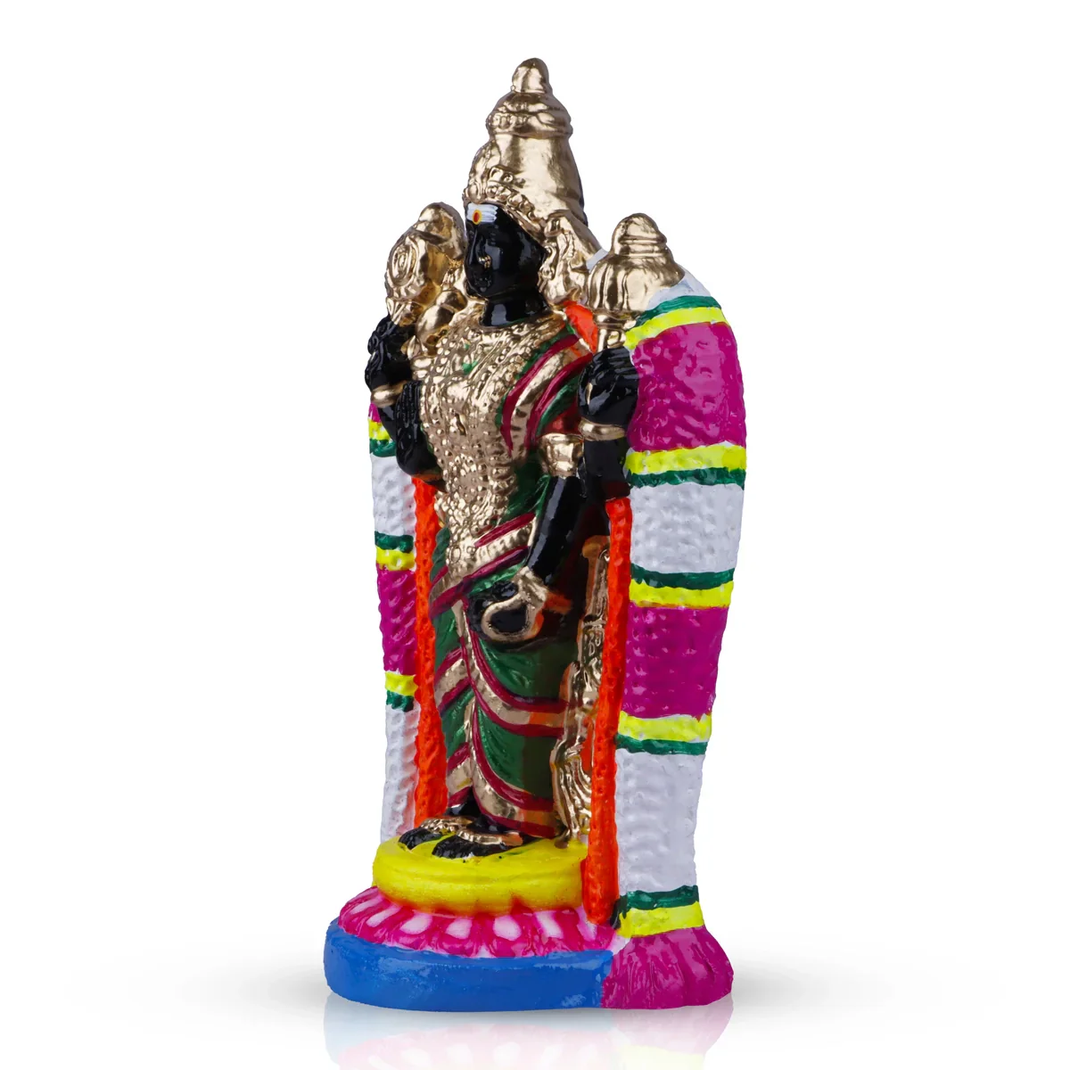 Thirukarukavur Karparatchambigai Clay Golu Bommai - 11 x 5.5 Inches | Giri Golu Doll/ Navaratri Golu Bomma - Image 3