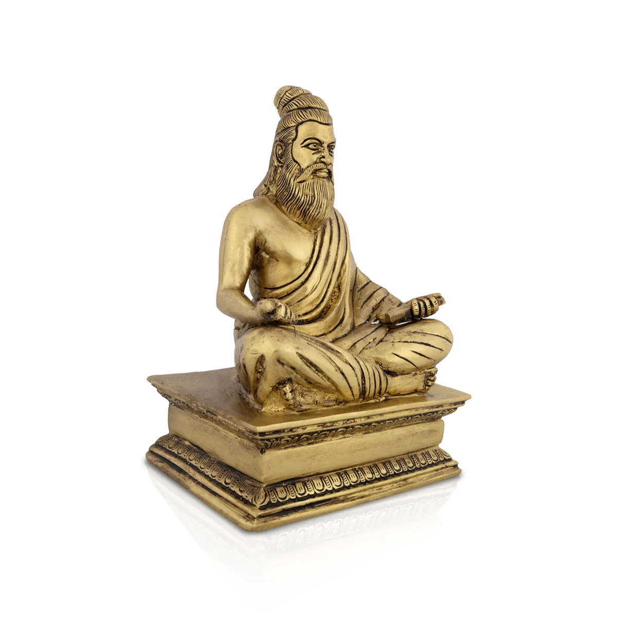Thiruvalluvar Statue Sitting On Base - 8.5 x 6 Inches | Thiruvalluvar Silai/ Antique Brass Idol for Home - Image 2